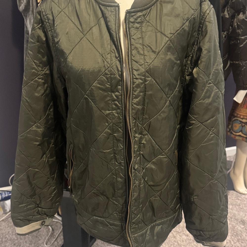 GAP Women's Quilted Bomber Jacket - Dark Green